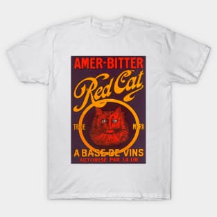 Red Cat Amer-Bitter - Vintage French Advertising Poster T-Shirt